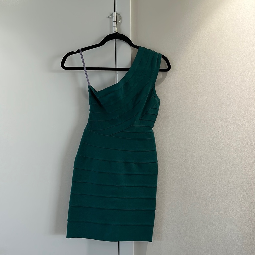 Herve Leger Teal Josephine Dress